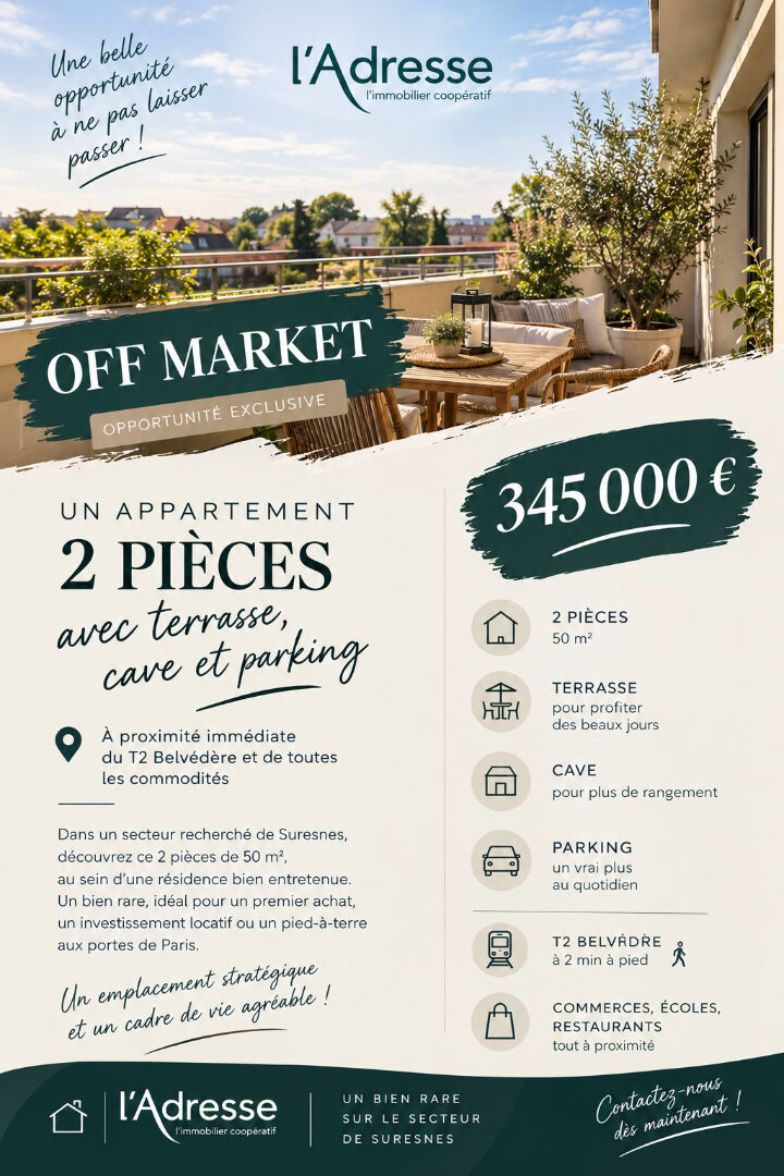 Appartement SURESNES (92150) 2 pi&egrave;ces 50.00 m&sup2;