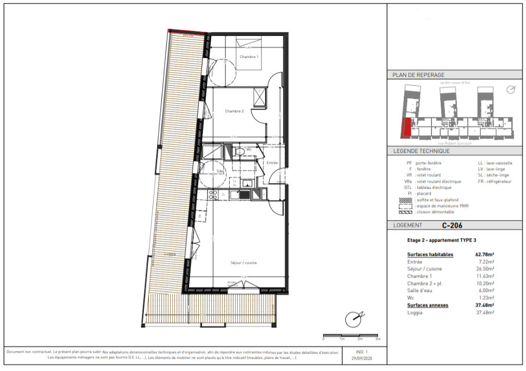 Appartement ANGERS (49100) 3 pièces 62.78 m²