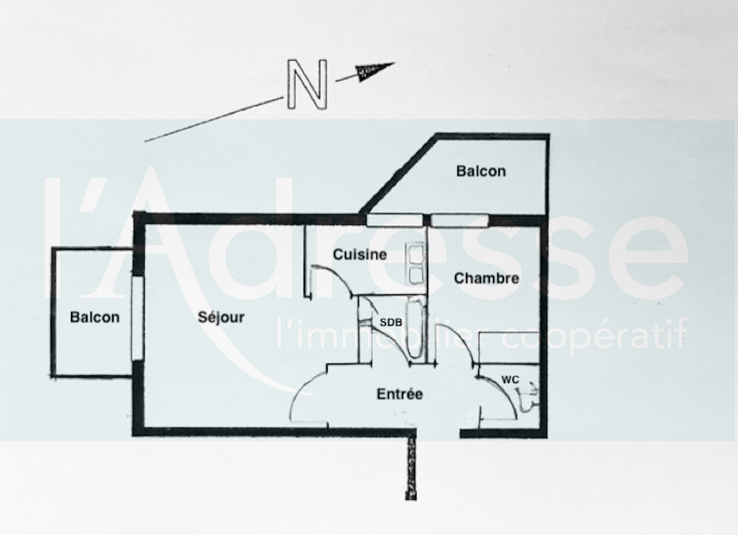 Appartement MONTPELLIER (34070) 2 pi&egrave;ces 44.88 m&sup2;