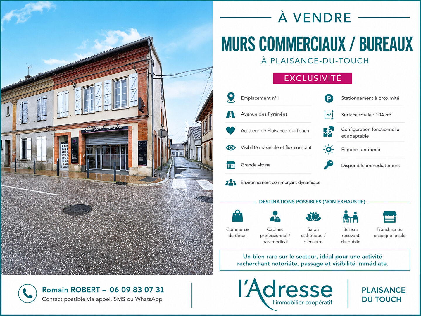 Local commercial PLAISANCE DU TOUCH (31830) 104.00 m&sup2;