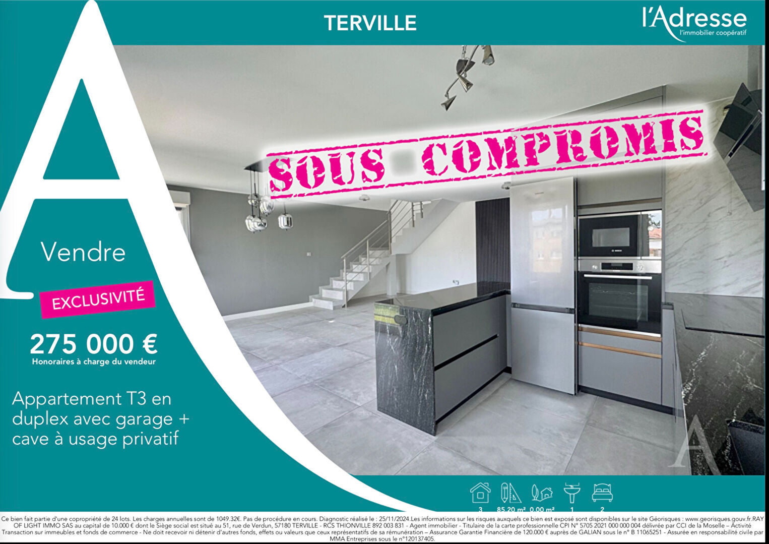 Appartement TERVILLE (57180) 3 pi&egrave;ces 85.15 m&sup2;