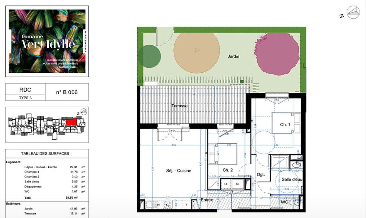 Appartement NARBONNE (11100) 3 pi&egrave;ces 61.92 m&sup2;