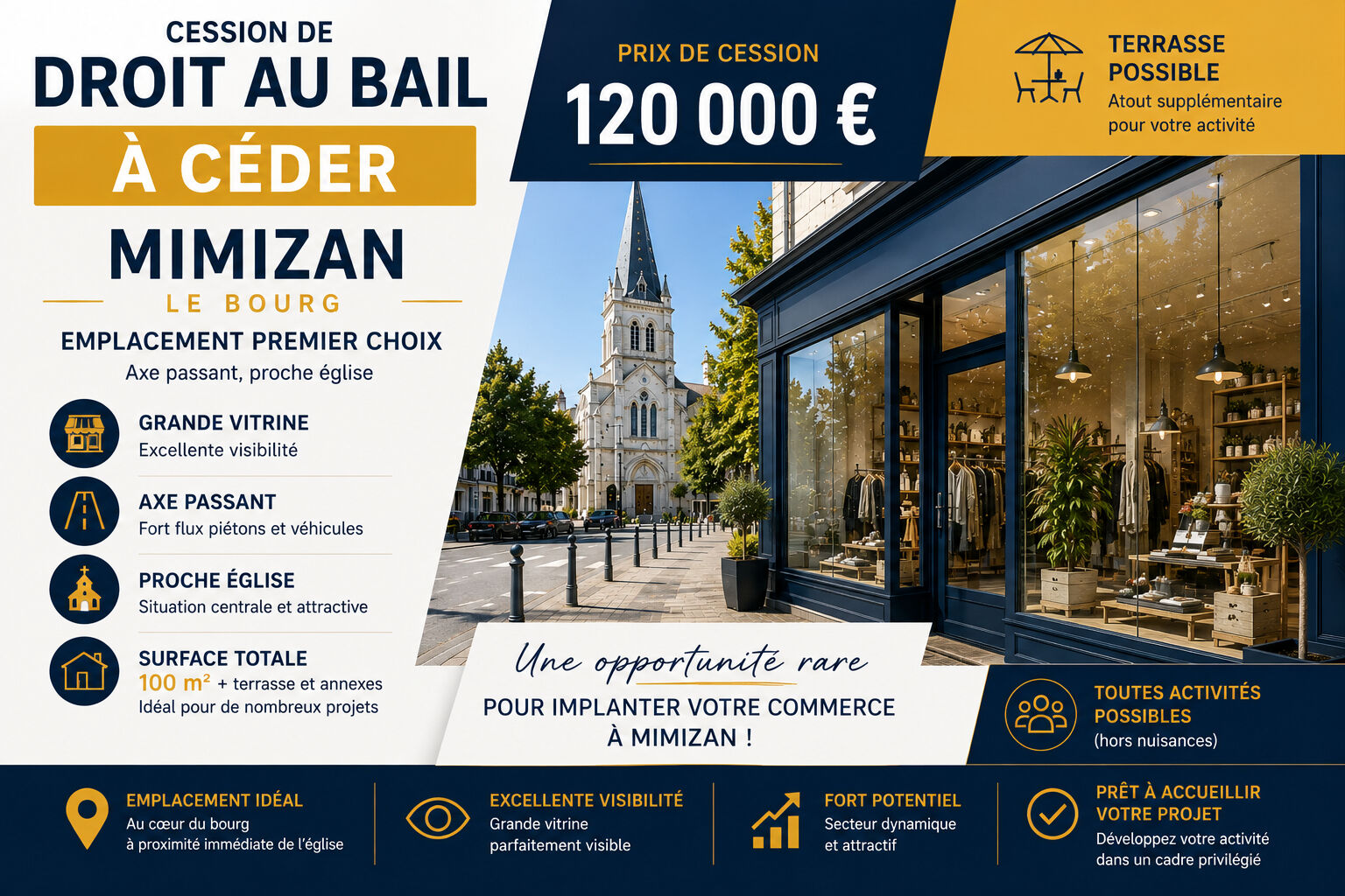 Cession de bail MIMIZAN (40200) 100.00 m&sup2;