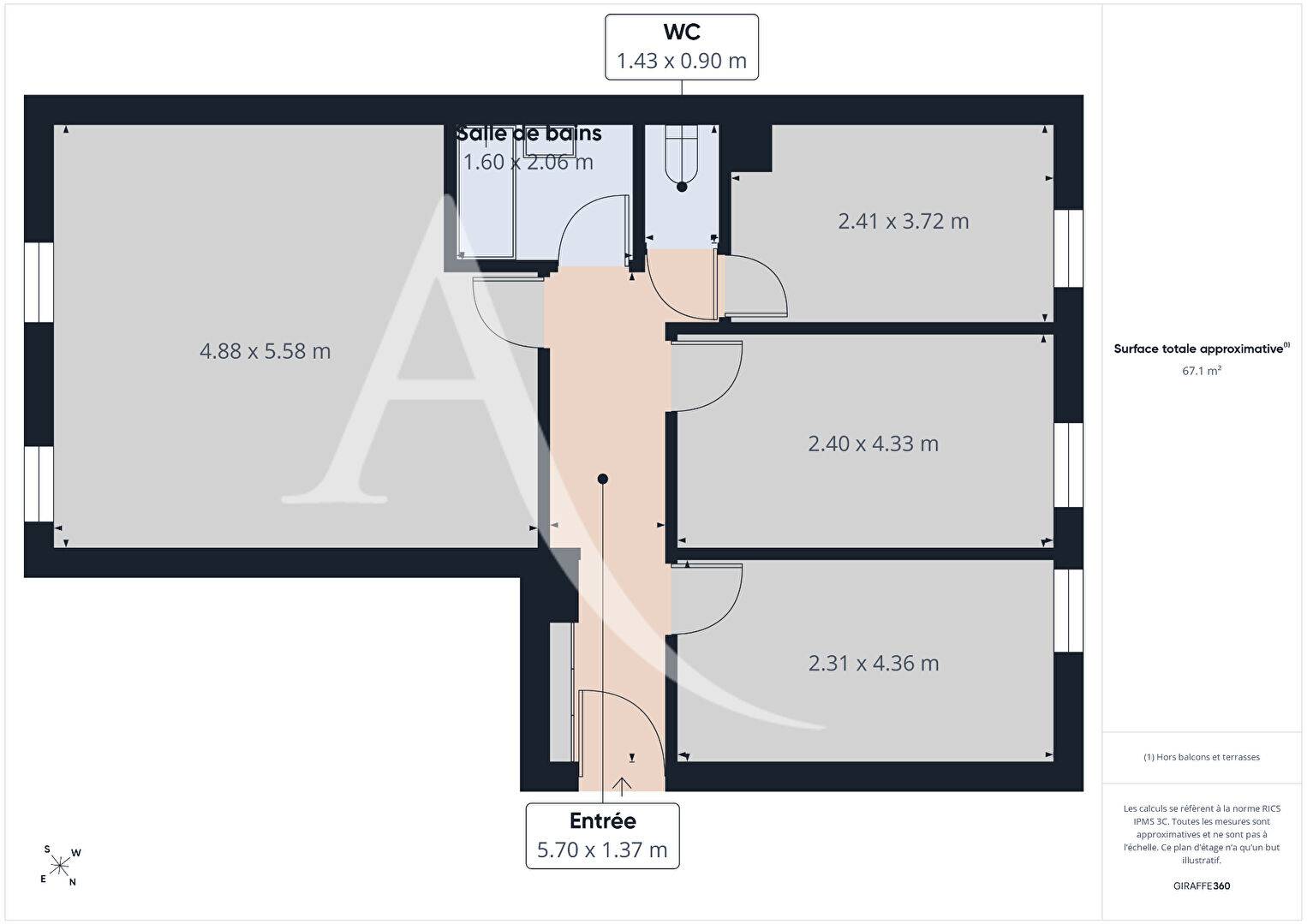T3 Apartment - 68.64m² - Lille — 3-room, 68.64 sqm, 2 bedrooms — photo 9