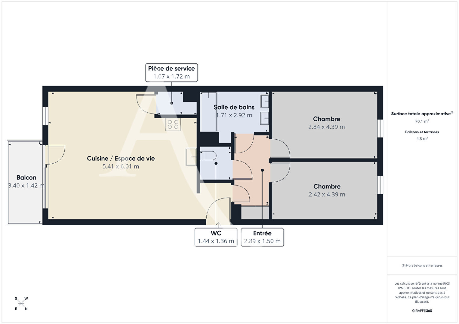 Appartement 3 pièces - 71.67m² - Hem — 71.67 m², 2 chambres, balcon — photo 11