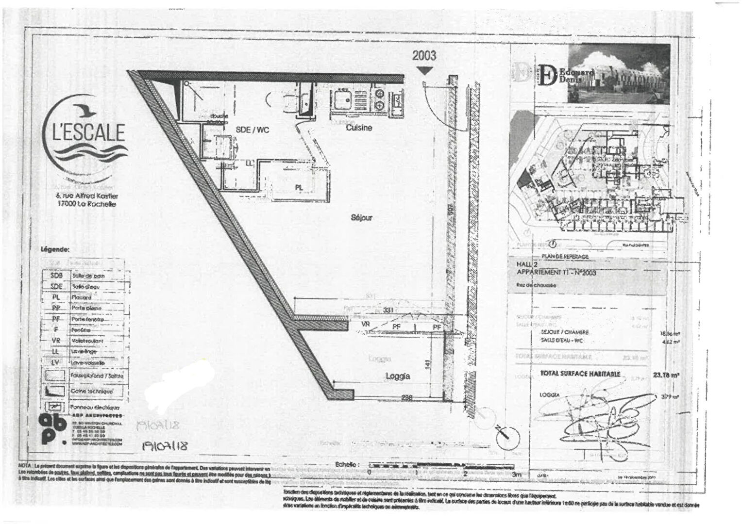 Appartement LA ROCHELLE (17000) 1 pi&egrave;ce 23.18 m&sup2;