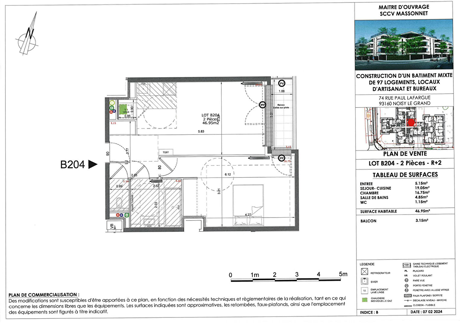 Appartement NOISY LE GRAND (93160) 2 pièces 46.95 m²