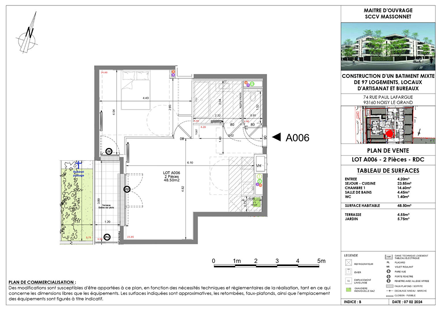 Appartement NOISY LE GRAND (93160) 2 pièces 48.50 m²