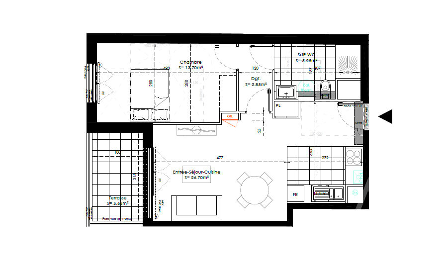 Appartement SAINTE GENEVIEVE DES BOIS (91700) 2 pi&egrave;ces 48.50 m&sup2;
