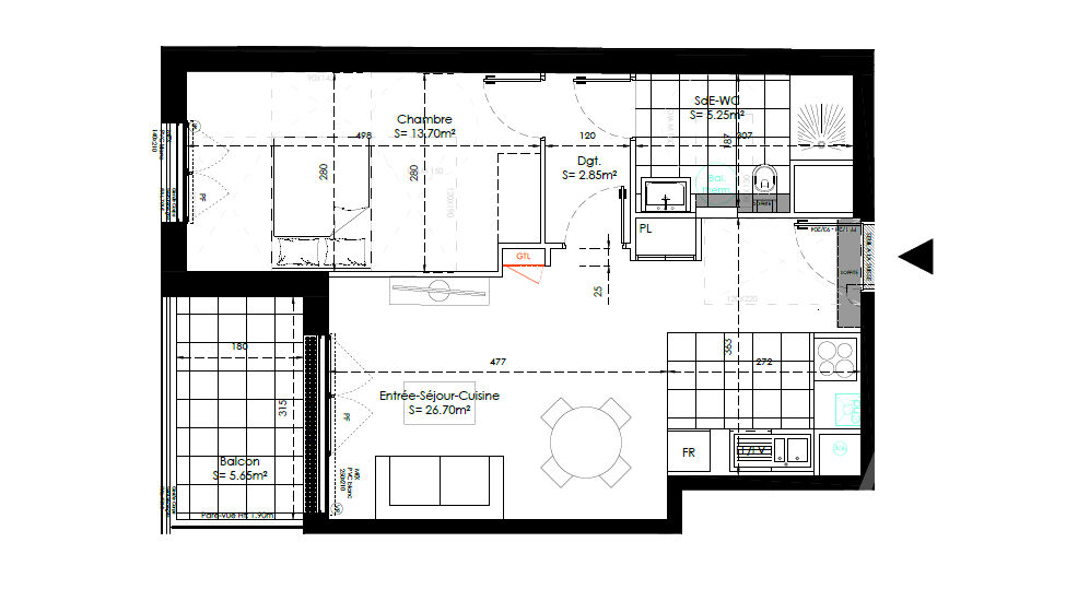 Appartement SAINTE GENEVIEVE DES BOIS (91700) 2 pi&egrave;ces 48.50 m&sup2;