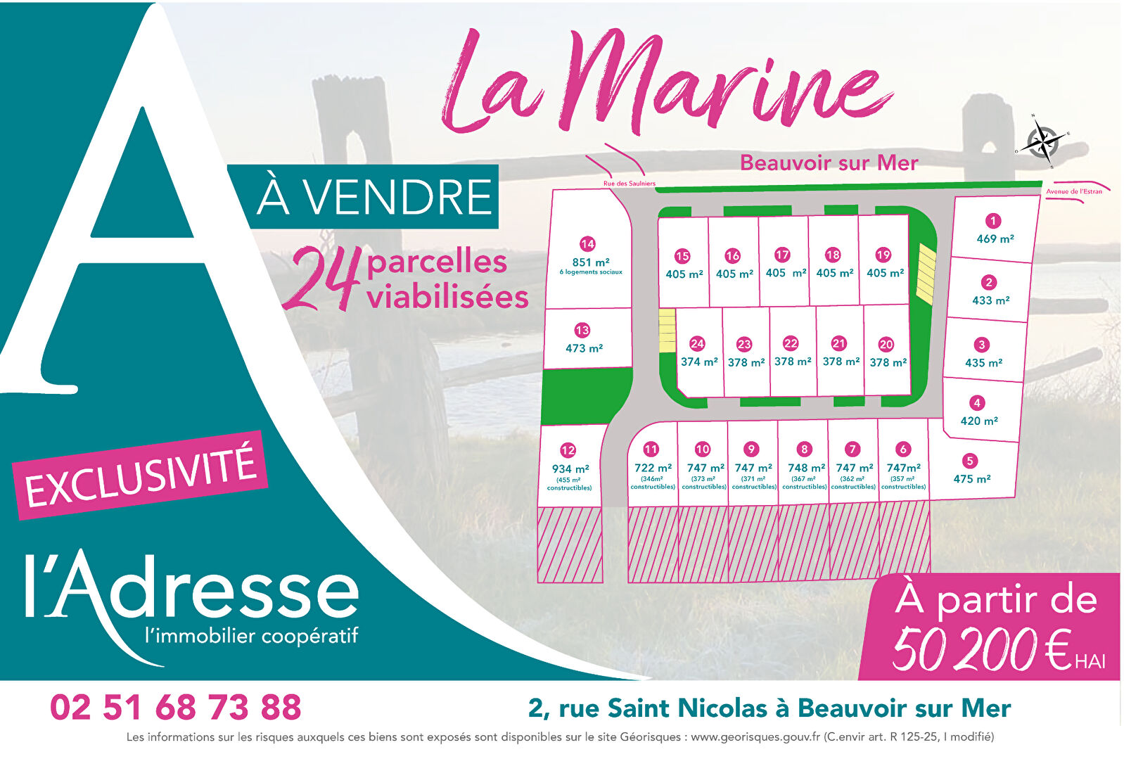 Terrain BEAUVOIR SUR MER (85230) 469.00 m&sup2;