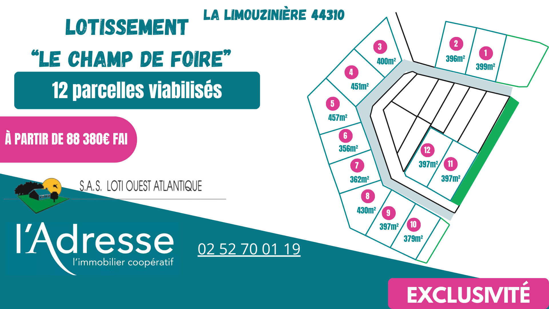 Terrain LA LIMOUZINIERE (44310) 400.00 m&sup2;