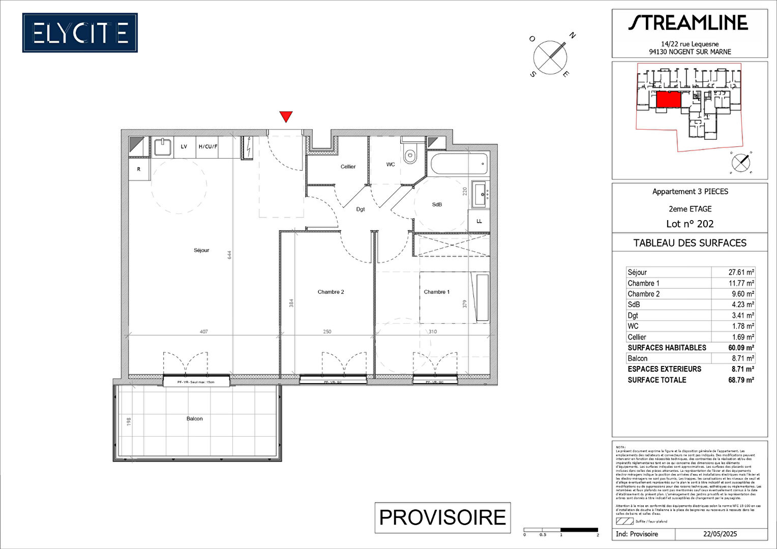Appartement NOGENT SUR MARNE (94130) 3 pièces 60.09 m²