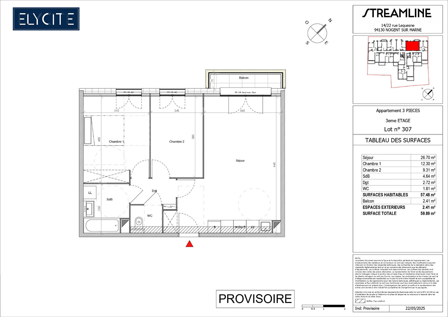 Appartement NOGENT SUR MARNE (94130) 3 pièces 57.48 m²
