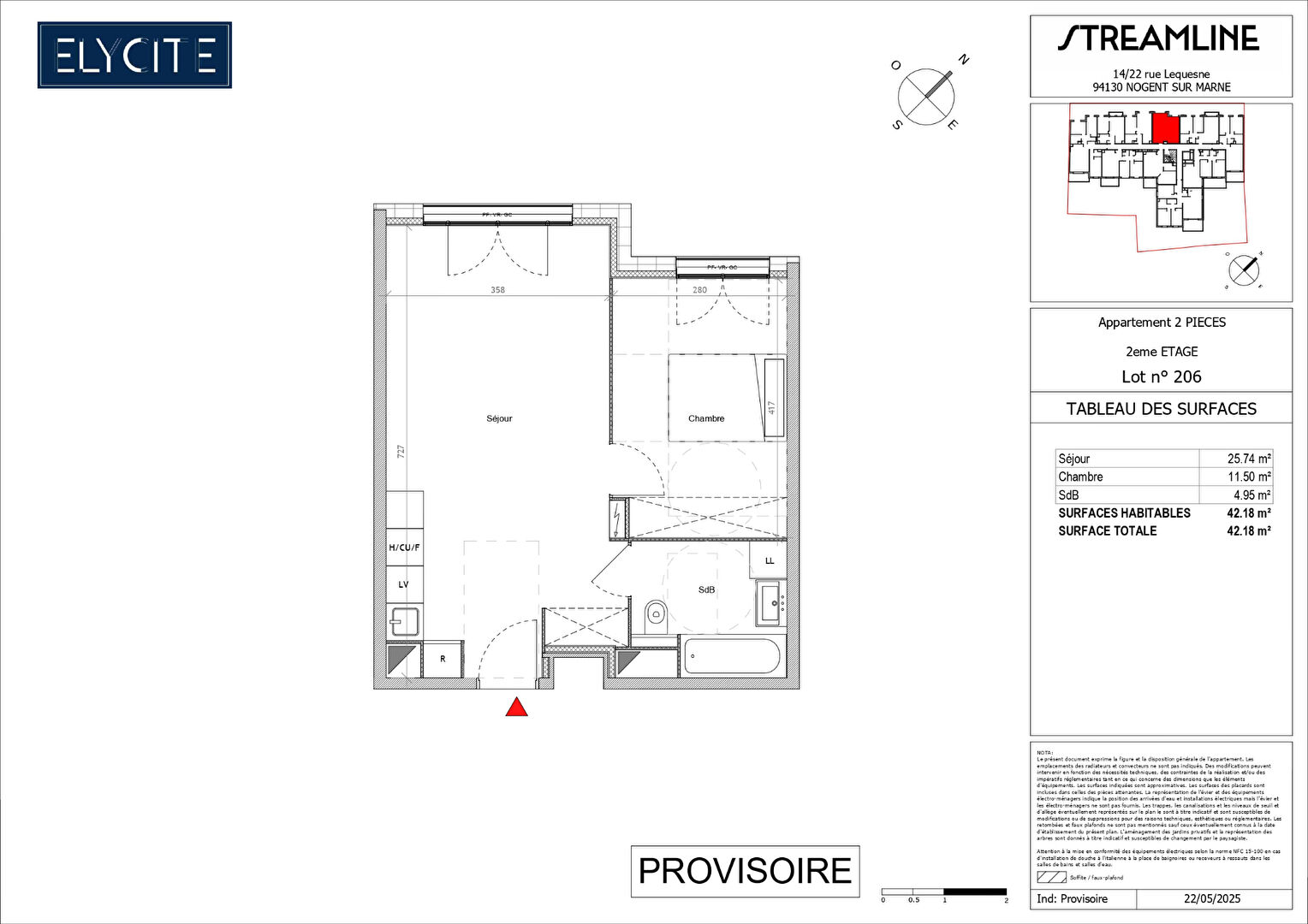 Appartement NOGENT SUR MARNE (94130) 2 pi&egrave;ces 42.19 m&sup2;