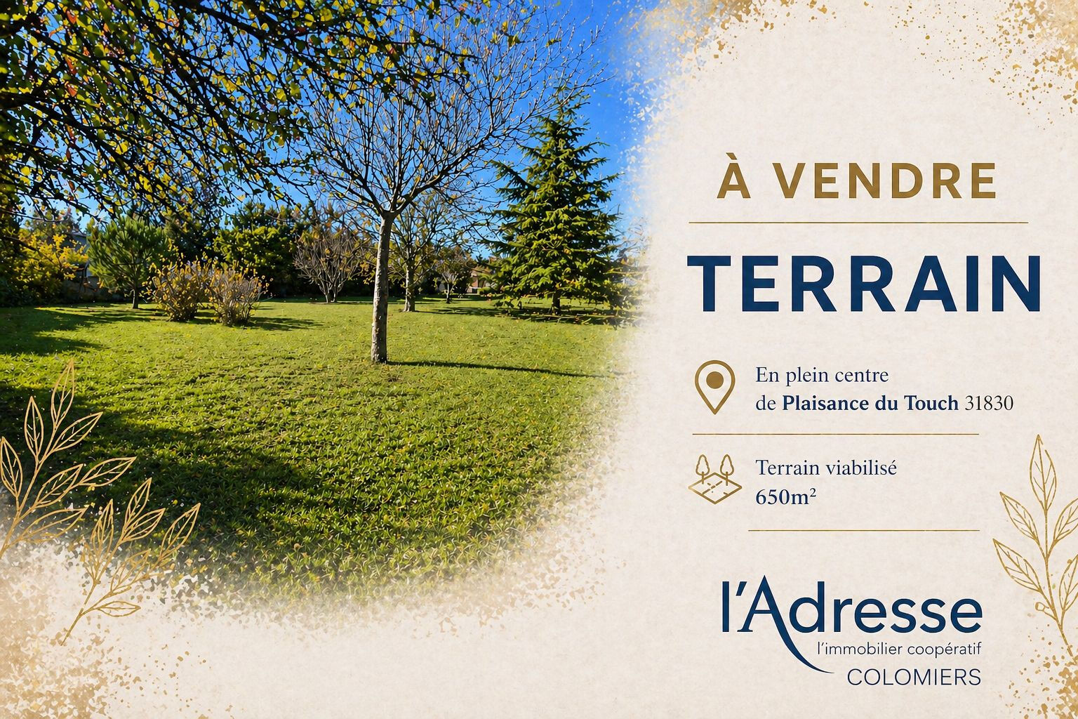 Terrain PLAISANCE DU TOUCH (31830) 650.00 m&sup2;