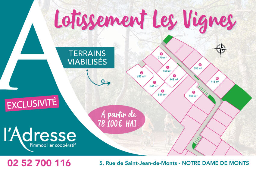 Terrain NOTRE DAME DE MONTS (85690) 450.00 m&sup2;