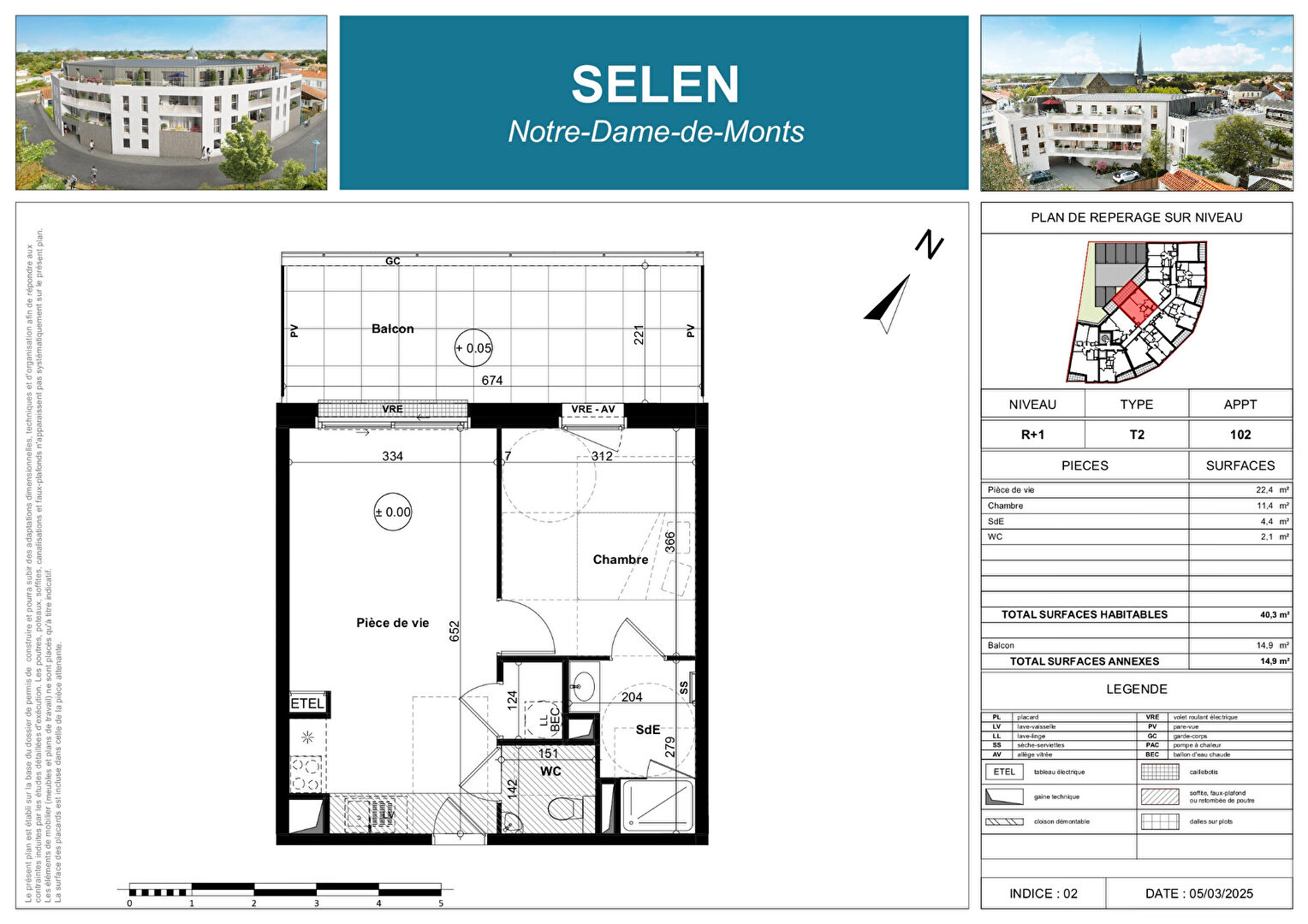 Appartement NOTRE DAME DE MONTS (85690) 2 pièces 40.30 m²