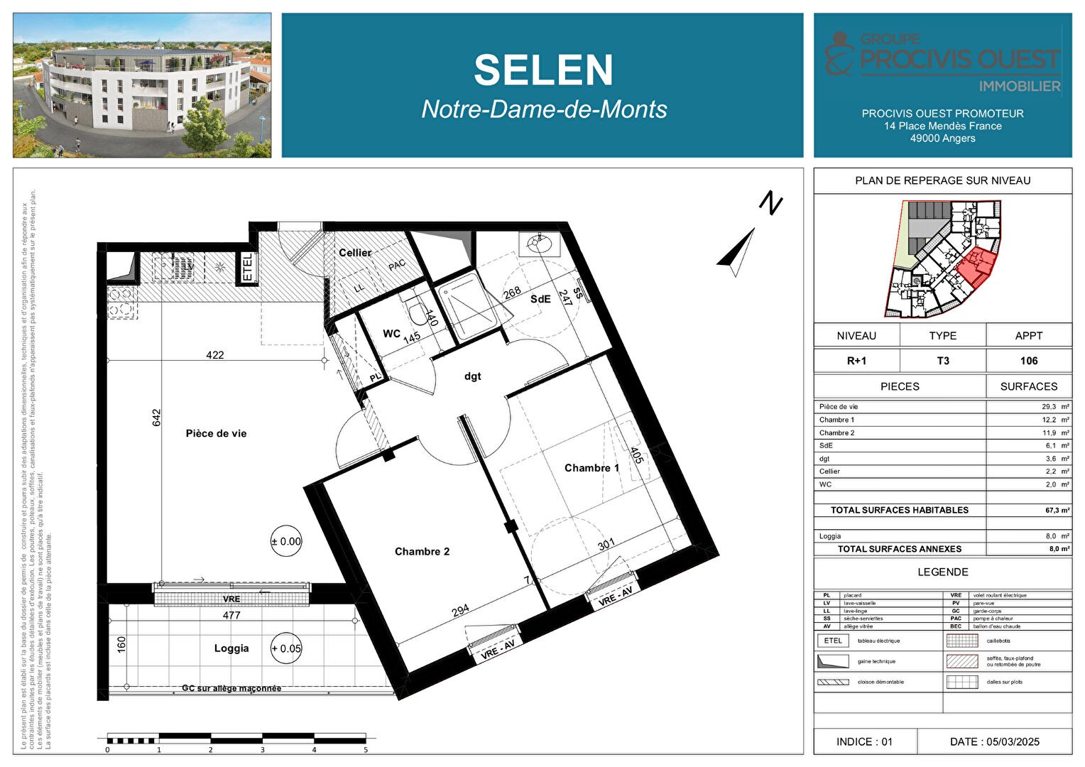 Appartement NOTRE DAME DE MONTS (85690) 3 pièces 59.90 m²