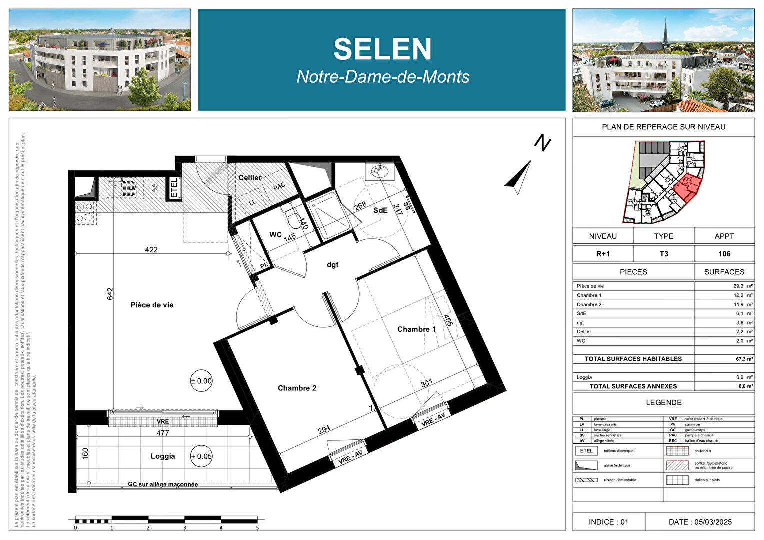 Appartement NOTRE DAME DE MONTS (85690) 3 pièces 59.90 m²