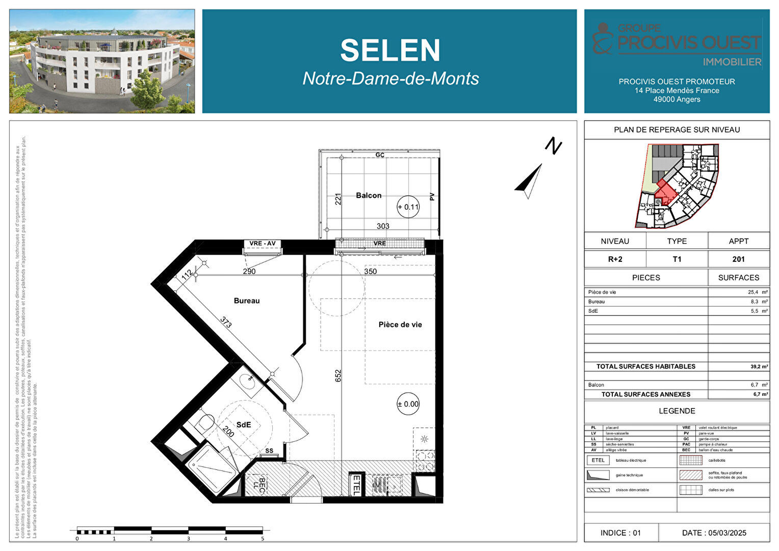 Appartement NOTRE DAME DE MONTS (85690) 1 pièce 39.20 m²