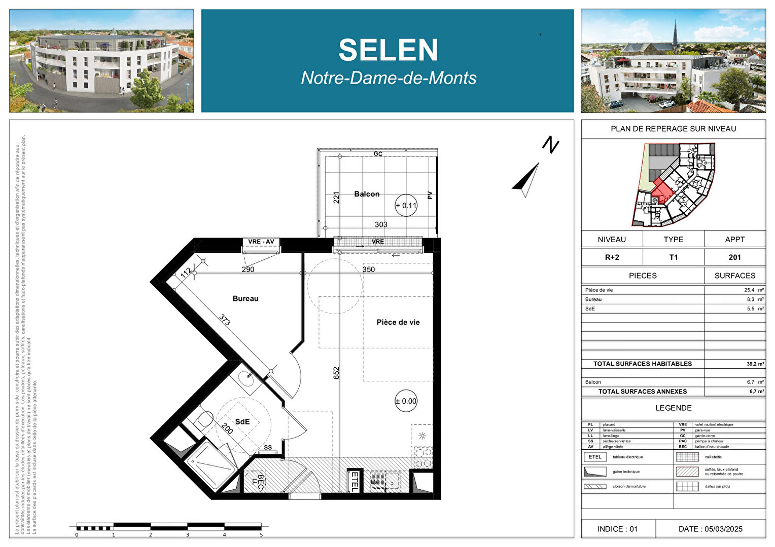 Appartement NOTRE DAME DE MONTS (85690) 1 pièce 39.20 m²