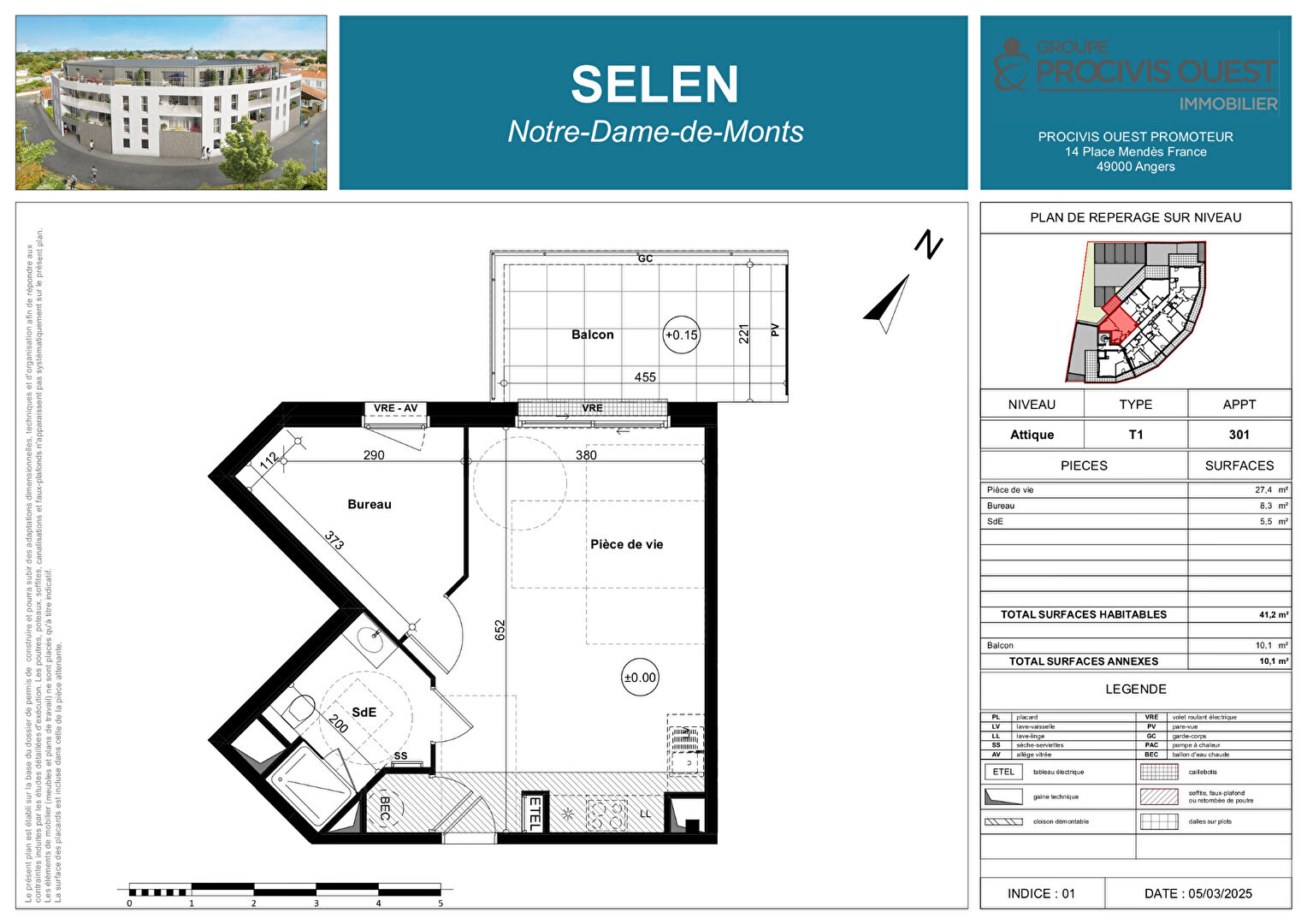 Appartement NOTRE DAME DE MONTS (85690) 1 pièce 41.20 m²