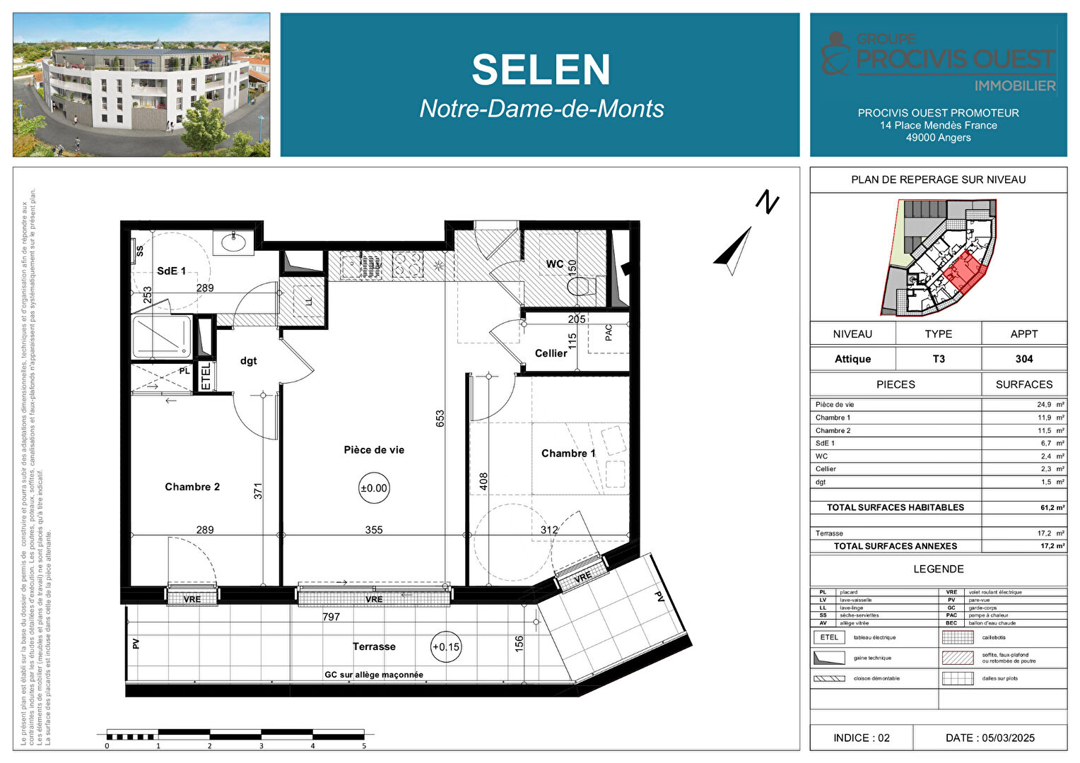 Appartement NOTRE DAME DE MONTS (85690) 3 pièces 61.20 m²