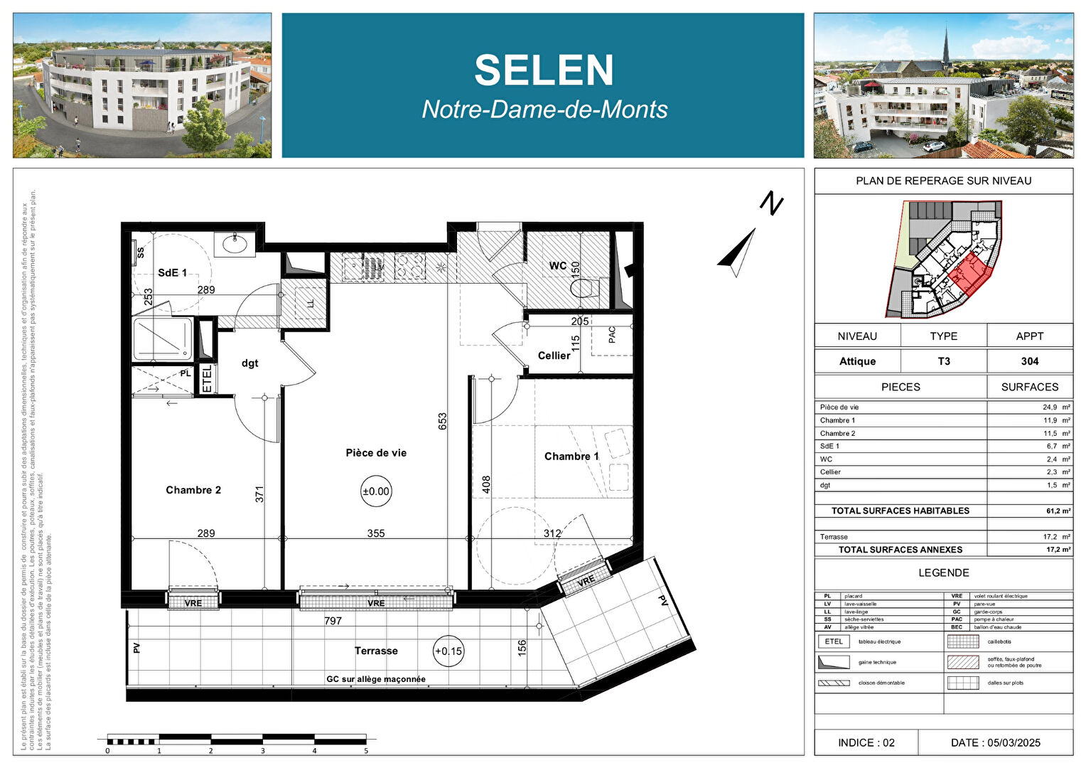Appartement NOTRE DAME DE MONTS (85690) 3 pièces 61.20 m²