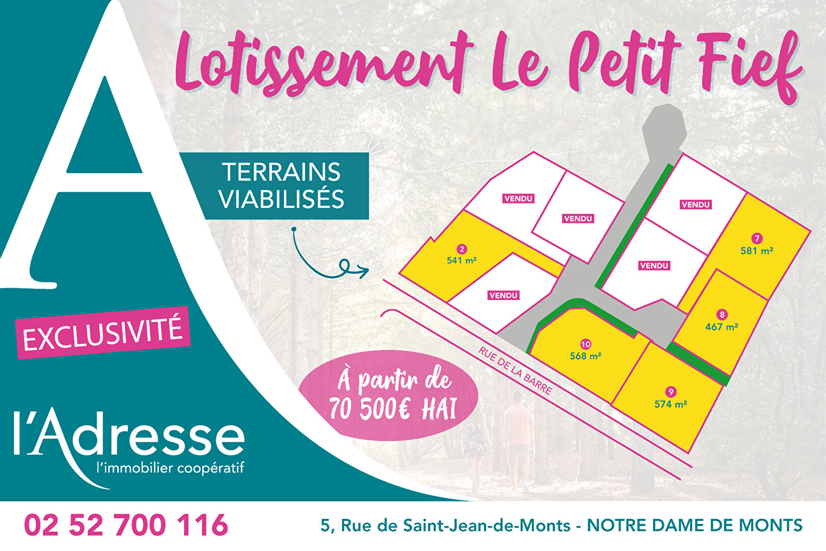 Terrain NOTRE DAME DE MONTS (85690) 541.00 m&sup2;