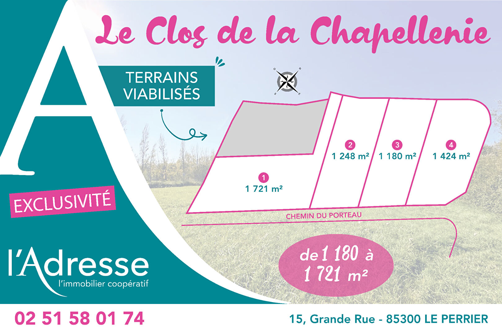 Terrain LE PERRIER (85300) 1424.00 m²