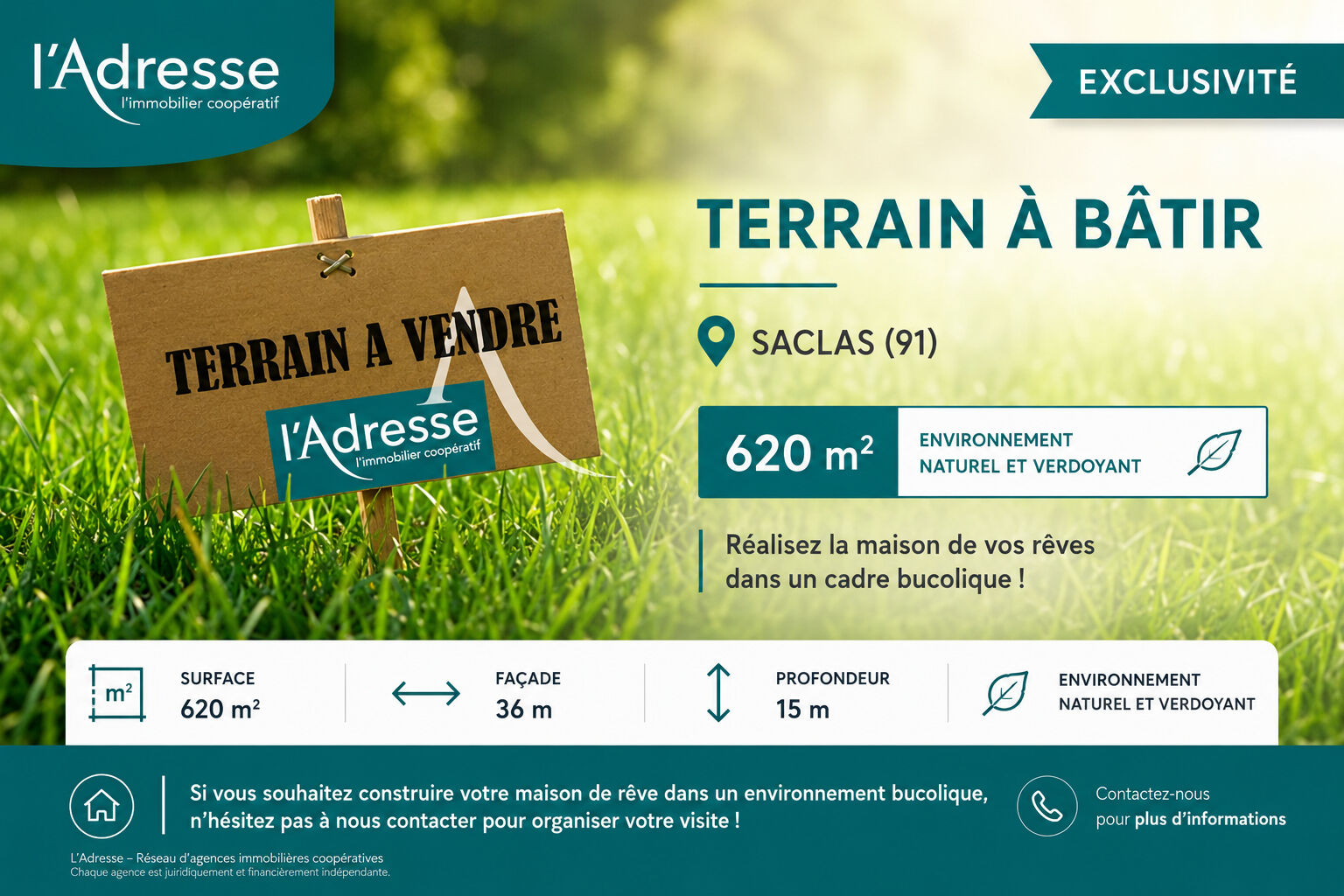Terrain SACLAS (91690) 620.00 m&sup2;