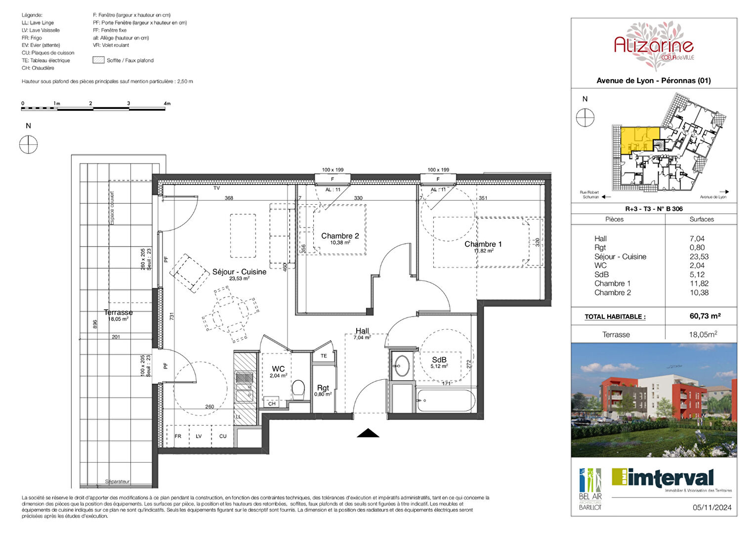 Appartement PERONNAS (01960) 3 pièces 60.73 m²