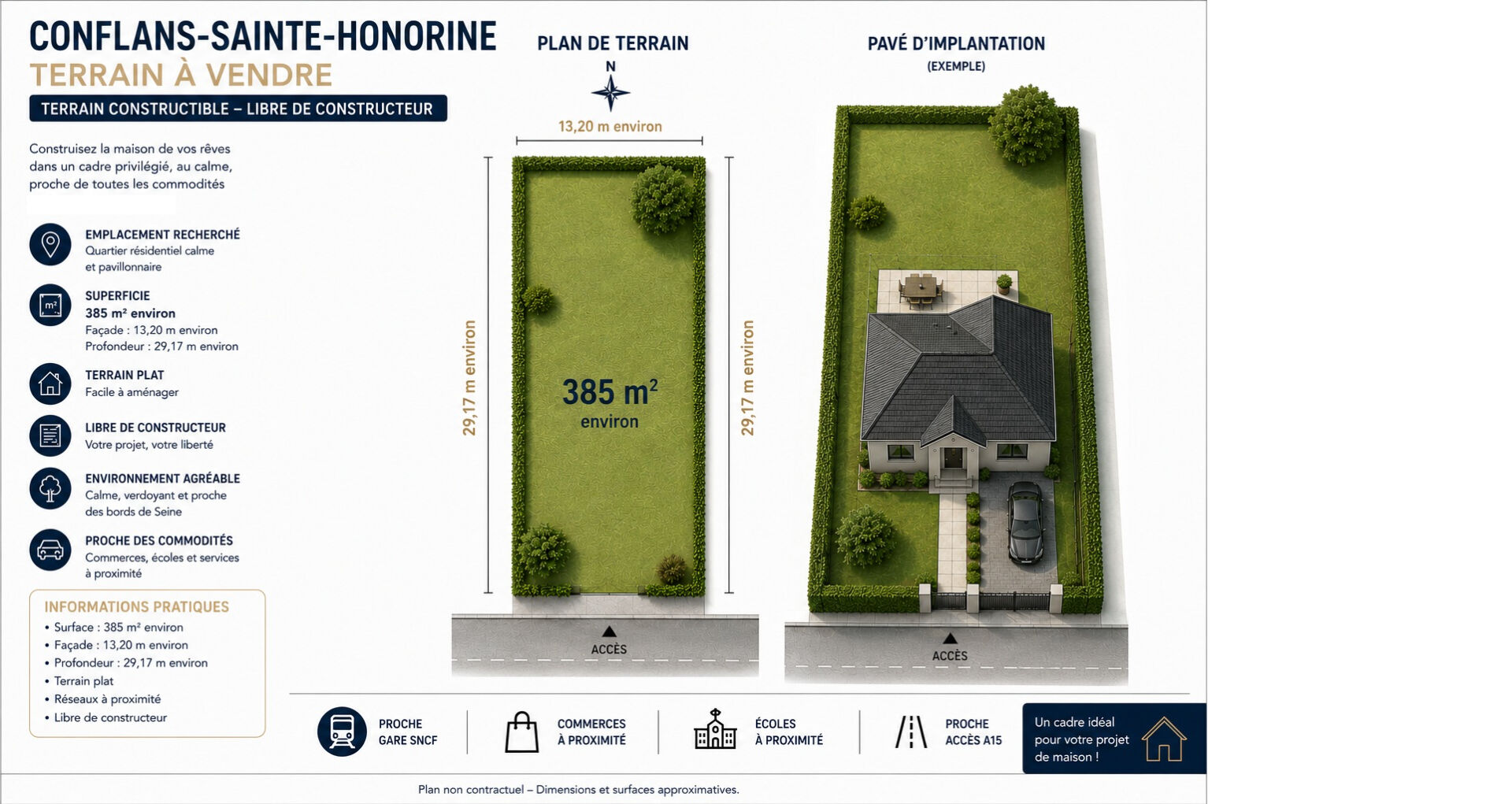 Terrain CONFLANS SAINTE HONORINE (78700) 385.00 m&sup2;