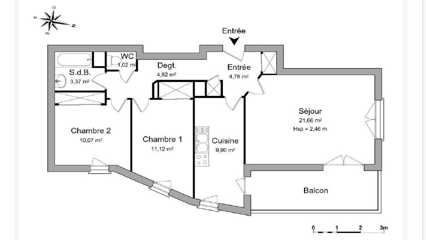 Appartement NANTES (44000) 3 pi&egrave;ces 66.70 m&sup2;
