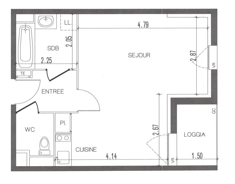 Appartement LOGNES (77185) 1 pièce 34.41 m²