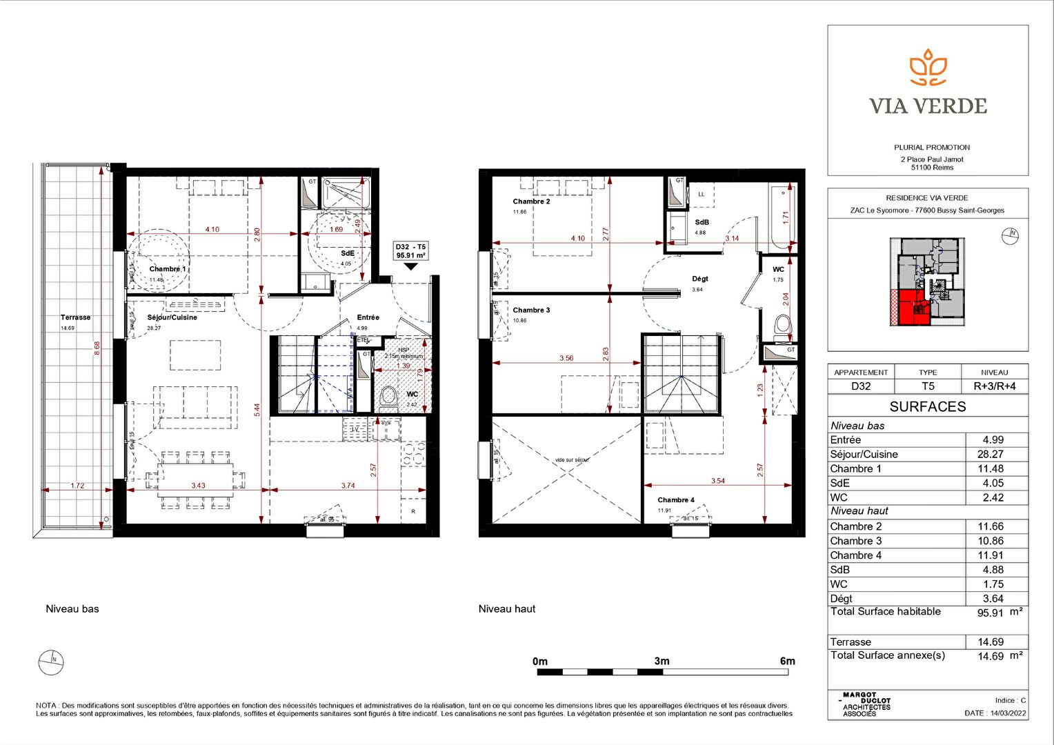 Appartement BUSSY SAINT GEORGES (77600) 5 pièces 95.91 m²