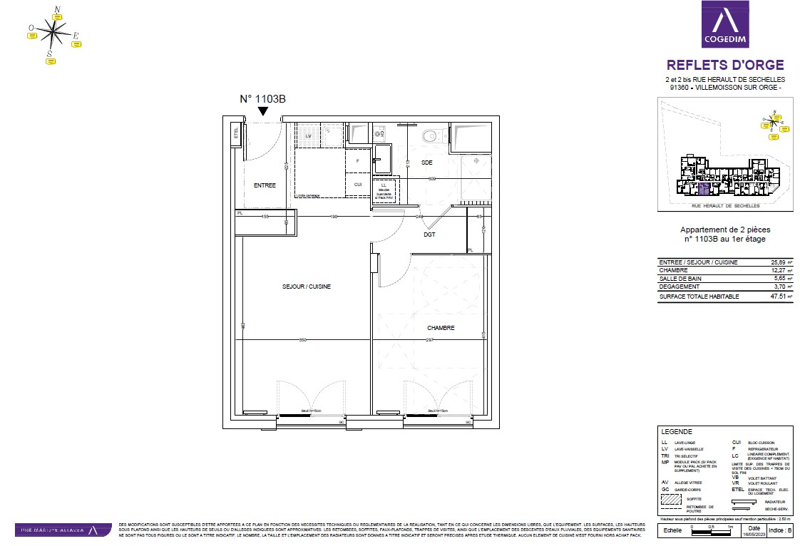 Appartement VILLEMOISSON SUR ORGE (91360) 2 pi&egrave;ces 47.51 m&sup2;