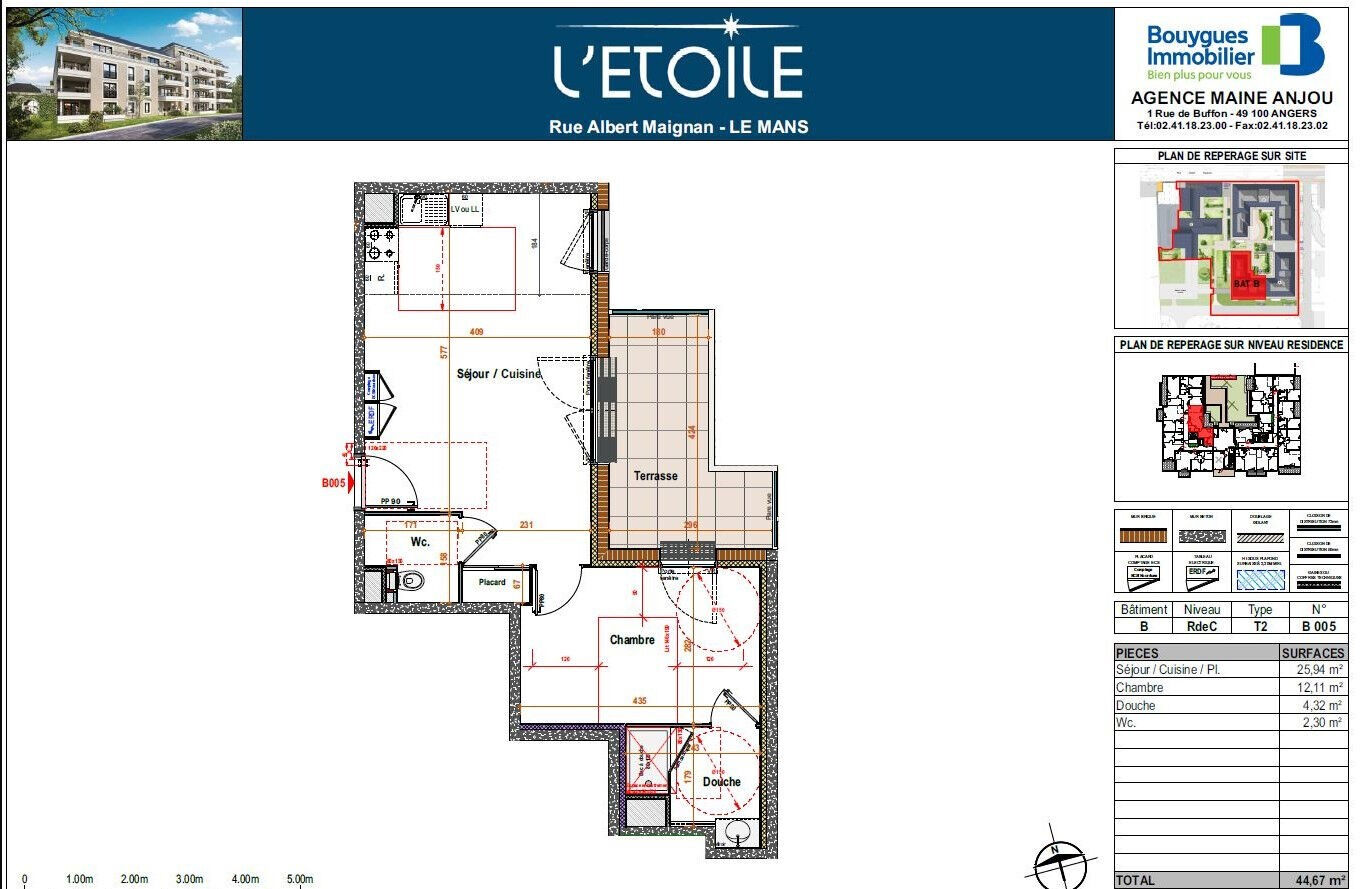 Appartement 2 pièces Le Mans 44.67m² 527€ à louer l'Adresse